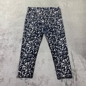 Fabletics Define PowerHold Black White Paint Splatter Cropped Leggings Pants 28"